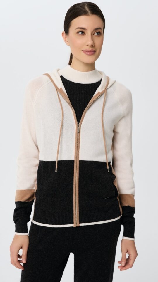 sku: W25-00CH0514 | Brand: Marc Andre  | Size: 36 38 40 42 44 46  | Colors: Цветной  | Бренды Marc&Andre | Кашемир Джемперы | Title: Джемпер на молнии с капюшоном URBAN BLOCK