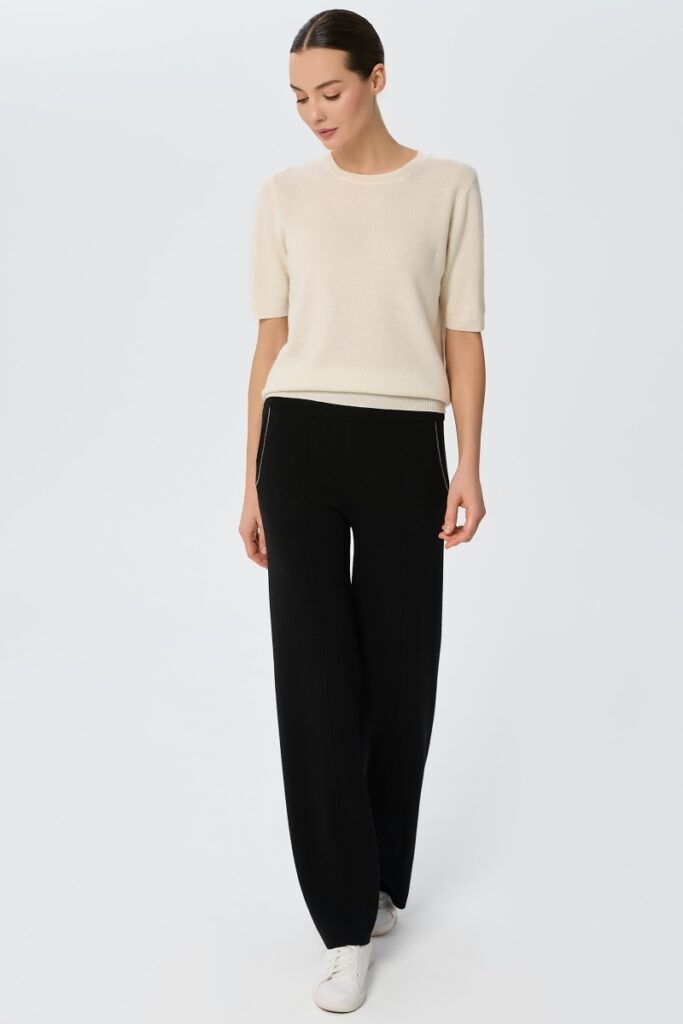 sku: W25-00CH1308 | Brand: Marc Andre  | Size: 36 38 40 42 44 46  | Colors: Белый  | Бренды Marc&Andre | Кашемир Джемперы | Title: Джемпер с коротким рукавом DAILY DELIGHT