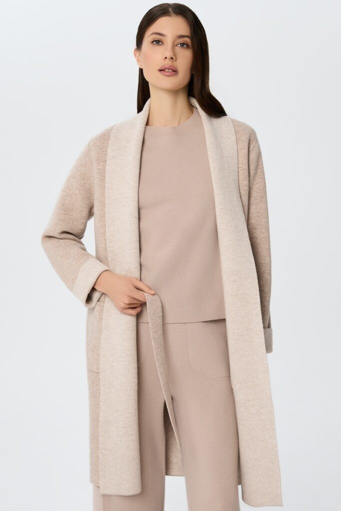 sku: W25-00CH0101 | Brand: Marc Andre  | Size: Small Medium Large  | Colors: Бежевый  | Бренды Marc&Andre | Кашемир Кардиганы | Title: Кардиган ETERNAL WAVES