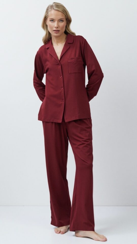sku: CADANCE BURGUNDY | Brand: Aruelle  | Size: XSmall Small Medium Large XLarge XXLarge  | Colors: Бургундское вино  | Бренды Aruelle | Домашняя одежда Пижамы | Title: Пижама с брюками CADANCE BURGUNDY