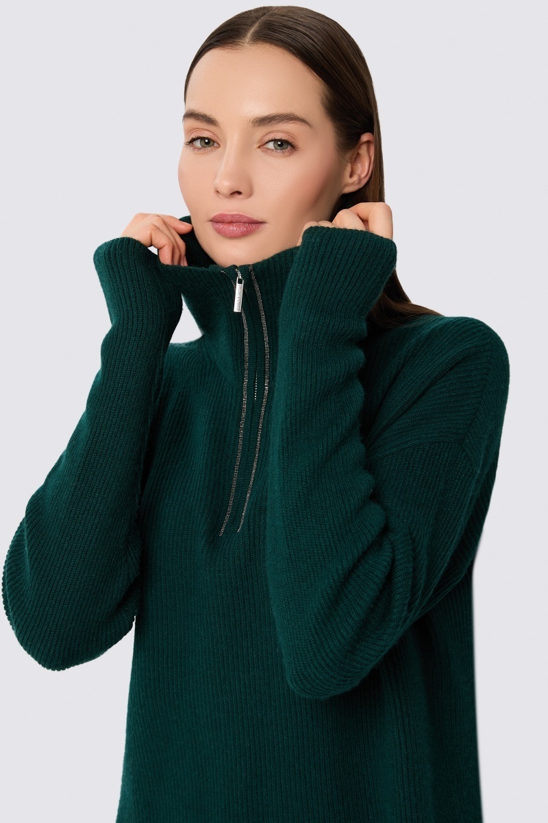 sku: W25-00CH0323 | Brand: Marc Andre  | Size: 36 38 40 42 44 46  | Colors: Изумруд  | Бренды Marc&Andre | Кашемир Джемперы | Title: Свитер с воротником на молнии QUITE MOTION