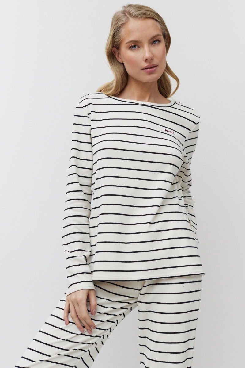 sku: JUSTINE SET | Brand: Aruelle  | Size: XSmall Small Medium Large XLarge  | Colors: Кремовый/Черный  | Бренды Aruelle | Домашняя одежда Костюмы | Title: Комплект с брюками JUSTINE SET