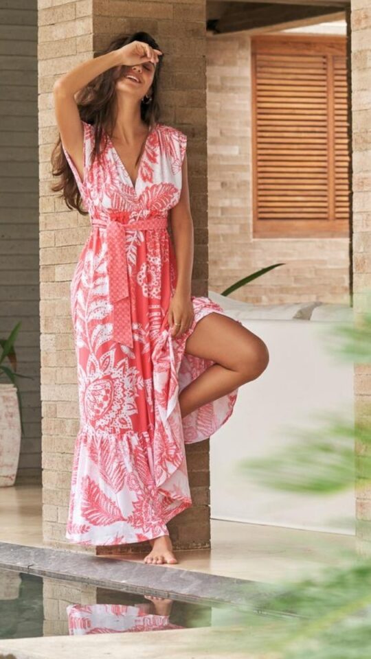 sku: 25041C | Brand: Cosita Linda  | Size: Small Medium Large  | Colors: Розовый  | Бренды Cosita Linda | Пляжная одежда | Title: Пляжная туника GLAMOROUS LEAVES