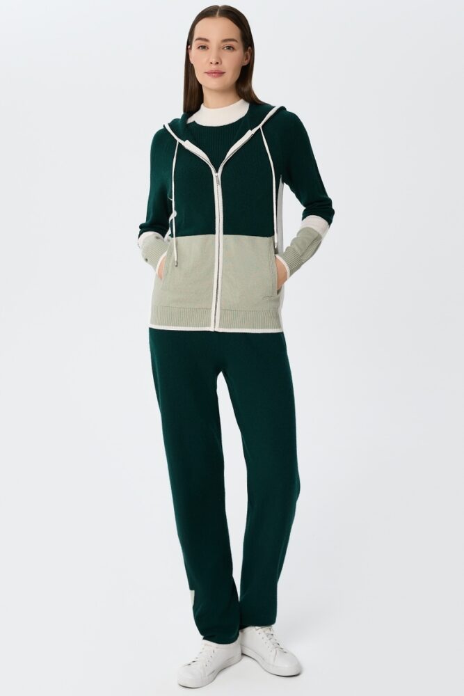 sku: W25-00CH0714 | Brand: Marc Andre  | Size: 36 38 40 42 44 46  | Colors: Зеленый  | Бренды Marc&Andre | Кашемир Джемперы | Title: Джемпер на молнии с капюшоном URBAN BLOCK