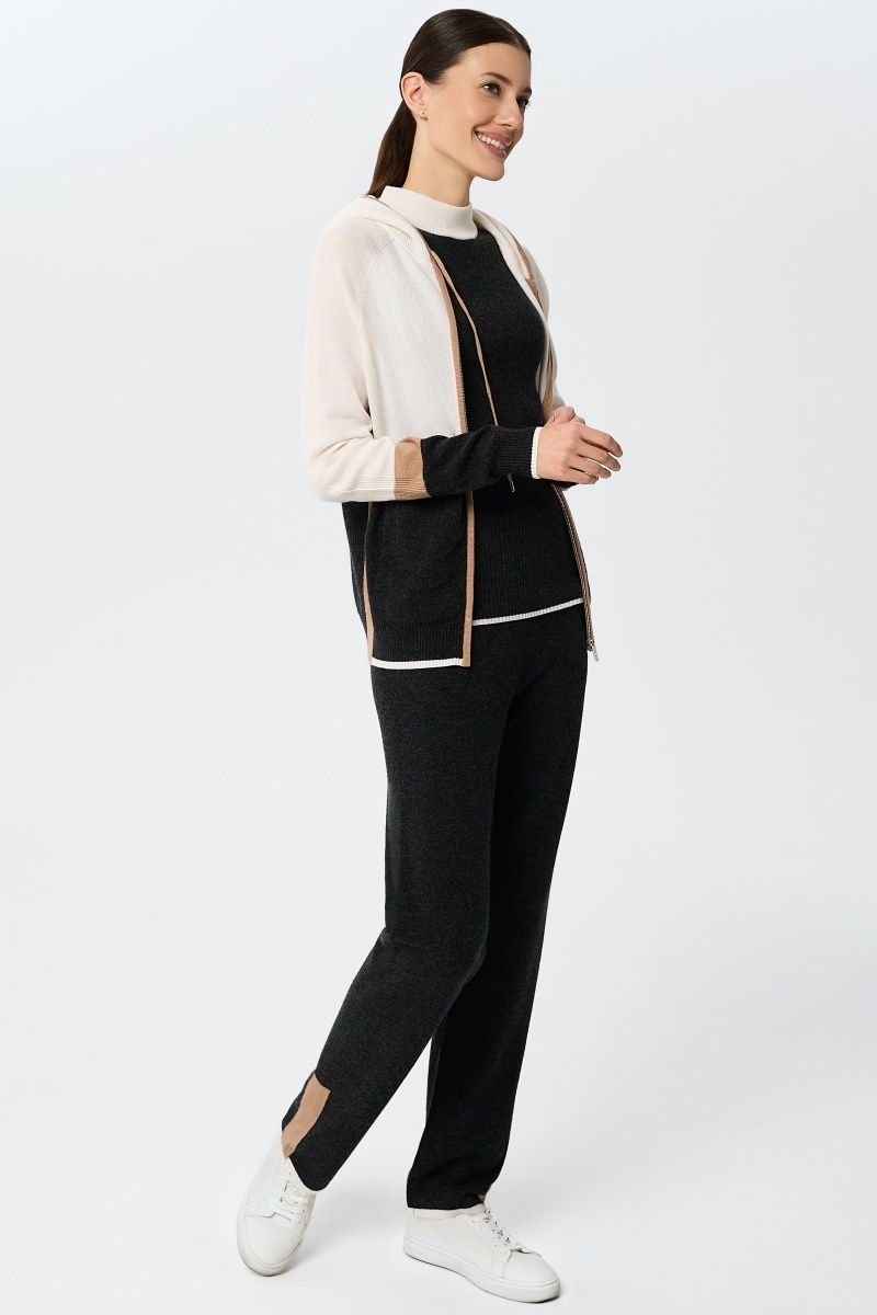 sku: W25-00CH0514 | Brand: Marc Andre  | Size: 36 38 40 42 44 46  | Colors: Цветной  | Бренды Marc&Andre | Кашемир Джемперы | Title: Джемпер на молнии с капюшоном URBAN BLOCK