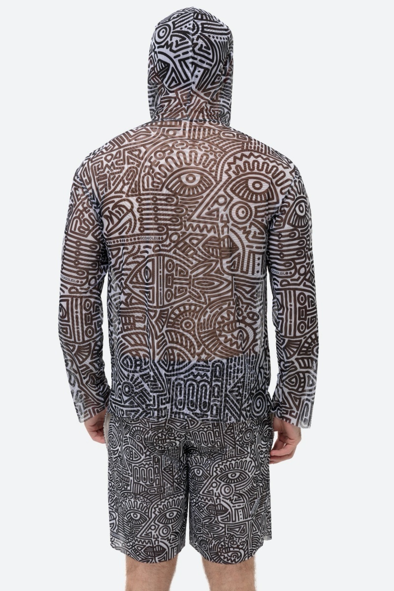 sku: 25003235 | Brand: RoDaSoleil  | Size: XSmall Small Medium Large XLarge XXLarge  | Colors: Цветной  | Бренды RoDaSoleil | Пляжная одежда | Мужская коллекция Пляжная одежда | Title: Футболка DOODLING с капюшоном