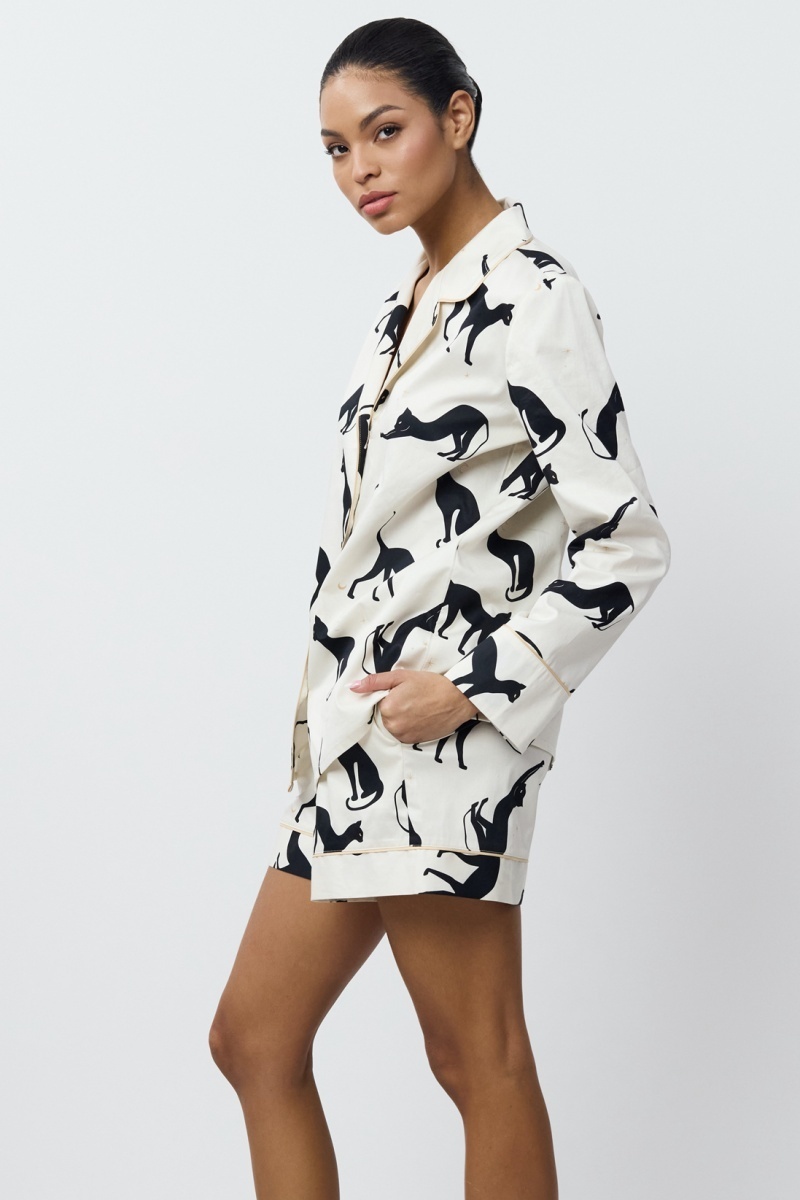 sku: NYRA | Brand: Aruelle | Size: XSmall Small Medium Large XLarge XXLarge | Colors: Кремовый/Черный | Бренды Aruelle | Домашняя одежда Пижамы | Title: Пижама с шортами NYRA