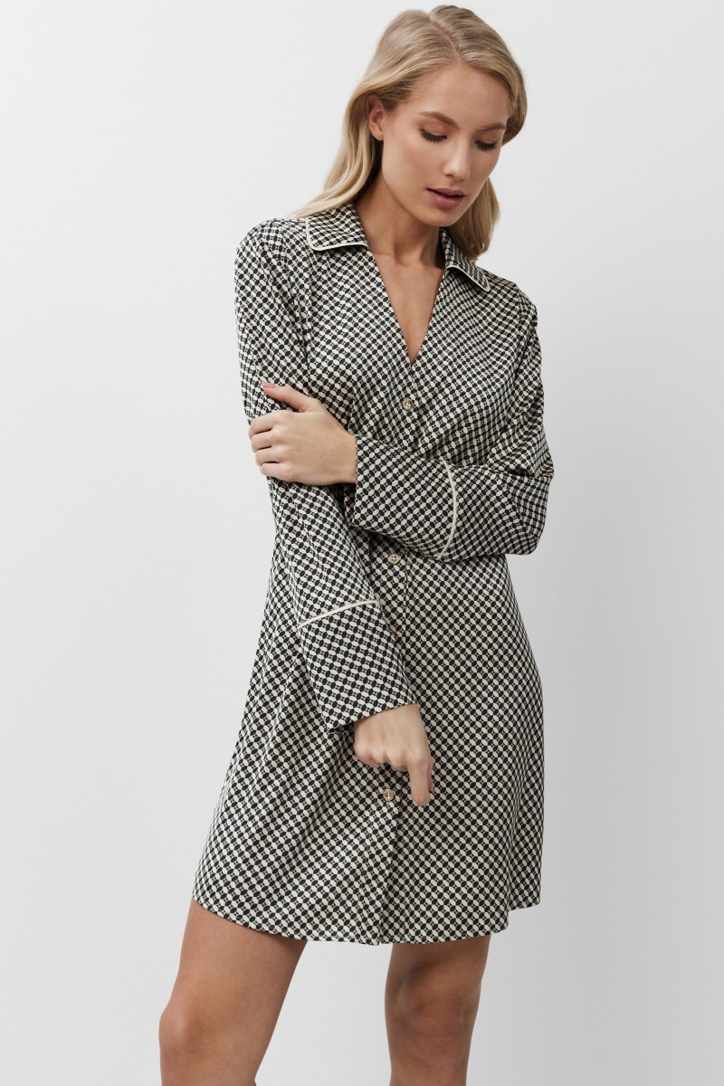 sku: ROMIE | Brand: Aruelle | Size: XSmall Small Medium Large XLarge XXLarge | Colors: Черный/Бежевый | Бренды Aruelle | Домашняя одежда Сорочки | Title: Сорочка ROMIE