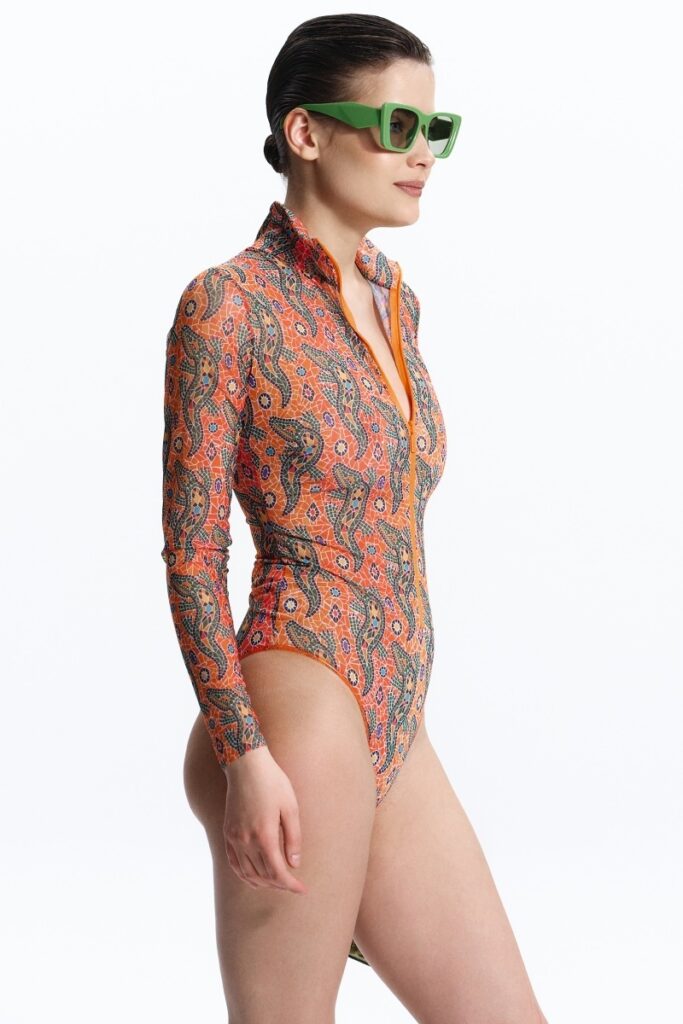 sku: 25003666 | Brand: RoDaSoleil  | Size: XSmall Small Medium Large XLarge  | Colors: Цветной  | Бренды RoDaSoleil | Купальники Слитные | Title: Слитный купальник КРОКОДИЛ ОРАНЖЕВЫЙ ПАТТЕРН