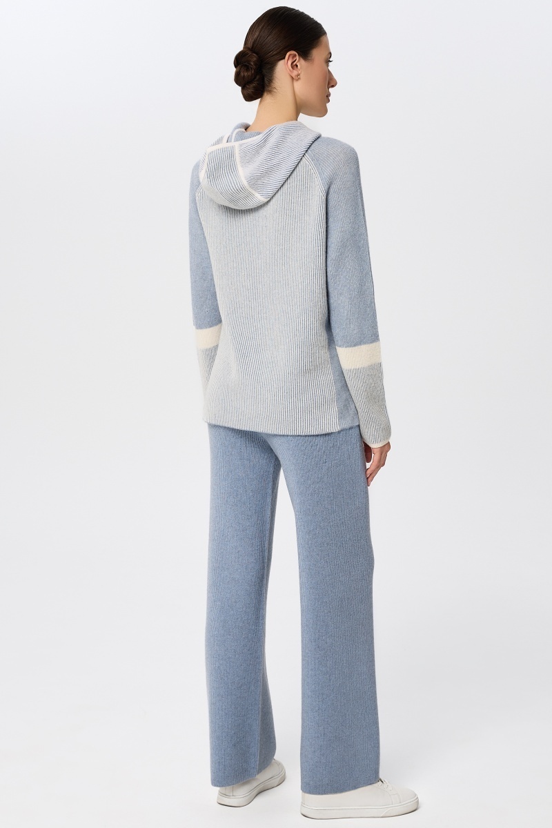 sku: W25-00CH0914 | Brand: Marc Andre  | Size: 36 38 40 42 44 46  | Colors: Голубой  | Бренды Marc&Andre | Кашемир Джемперы | Title: Джемпер на молнии с капюшоном RIBBED RHYTHM