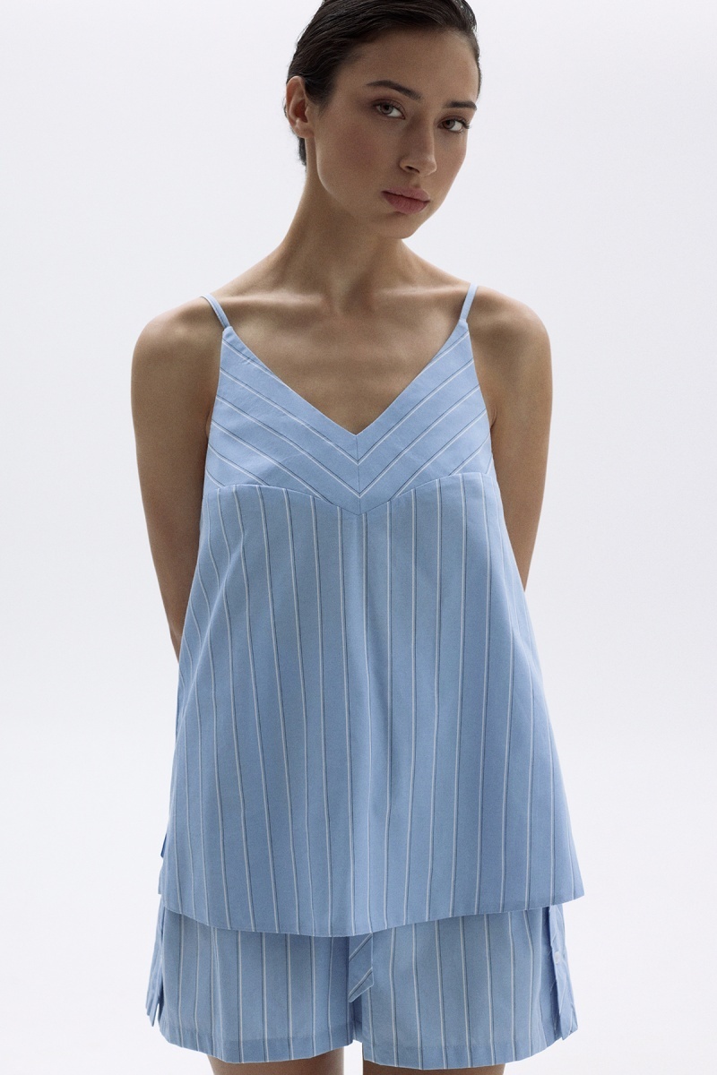 sku: 55494-1+55491-1 | Brand: Laete  | Size: 42 44 46 48 50  | Colors: Голубая полоска  | Бренды Laete | Домашняя одежда Пижамы | Title: Пижама с шортами