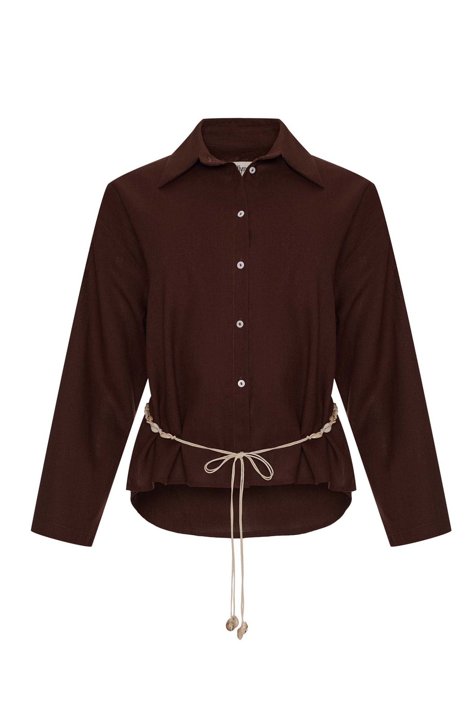 sku: MN-004 | Brand: MY NYMPH  | Size: XS/S M/L  | Colors: Коричневый  | Бренды MY NYMPH | Пляжная одежда | Title: Укороченная рубашка