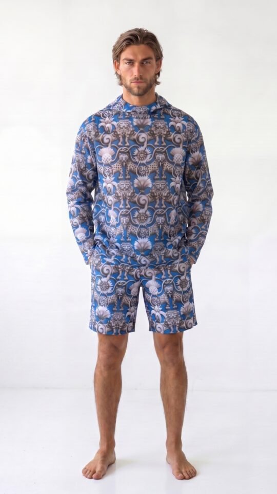 sku: 26003218 | Brand: RoDaSoleil  | Size: Small Medium Large XLarge XXLarge  | Colors: Цветной  | Бренды RoDaSoleil | Мужская коллекция Пляжная одежда | Title: Футболка СРЕДНЕВЕКОВЬЕ Синий с капюшоном