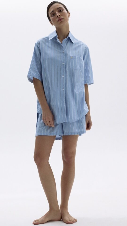 sku: 55490-1+55491-1 | Brand: Laete  | Size: 42 44 46 48 50  | Colors: Голубая полоска  | Бренды Laete | Домашняя одежда Пижамы | Title: Пижама с шортами