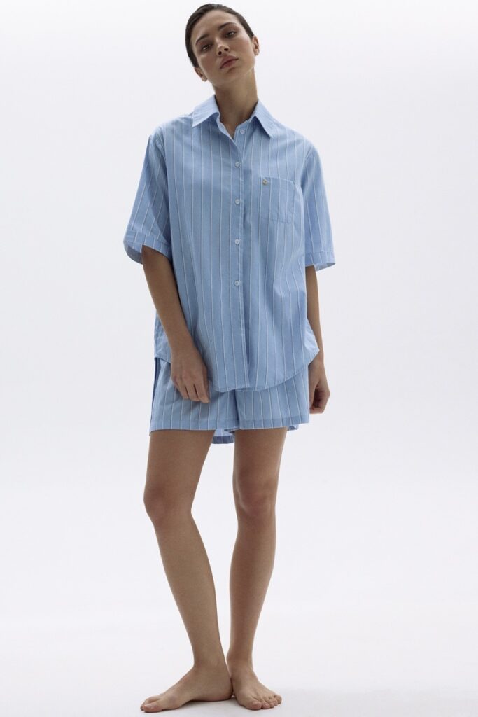 sku: 55490-1+55491-1 | Brand: Laete  | Size: 42 44 46 48 50  | Colors: Голубая полоска  | Бренды Laete | Домашняя одежда Пижамы | Title: Пижама с шортами