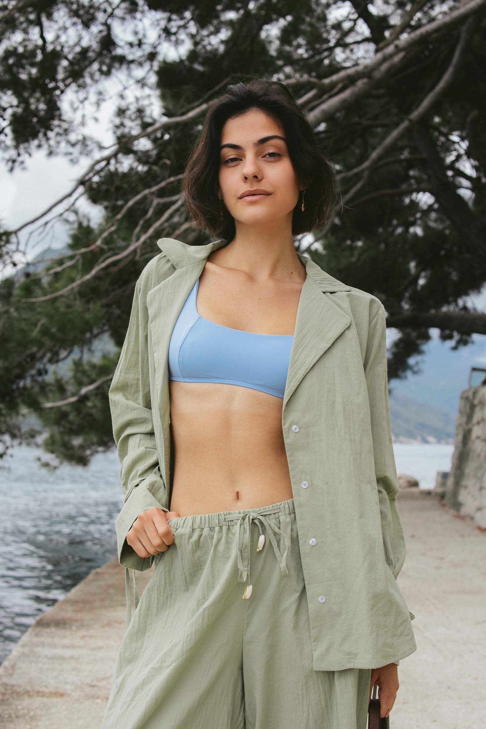 sku: MN-001 | Brand: MY NYMPH  | Size: XS/S M/L  | Colors: Хаки  | Бренды MY NYMPH | Пляжная одежда | Title: Удлиненная блузка