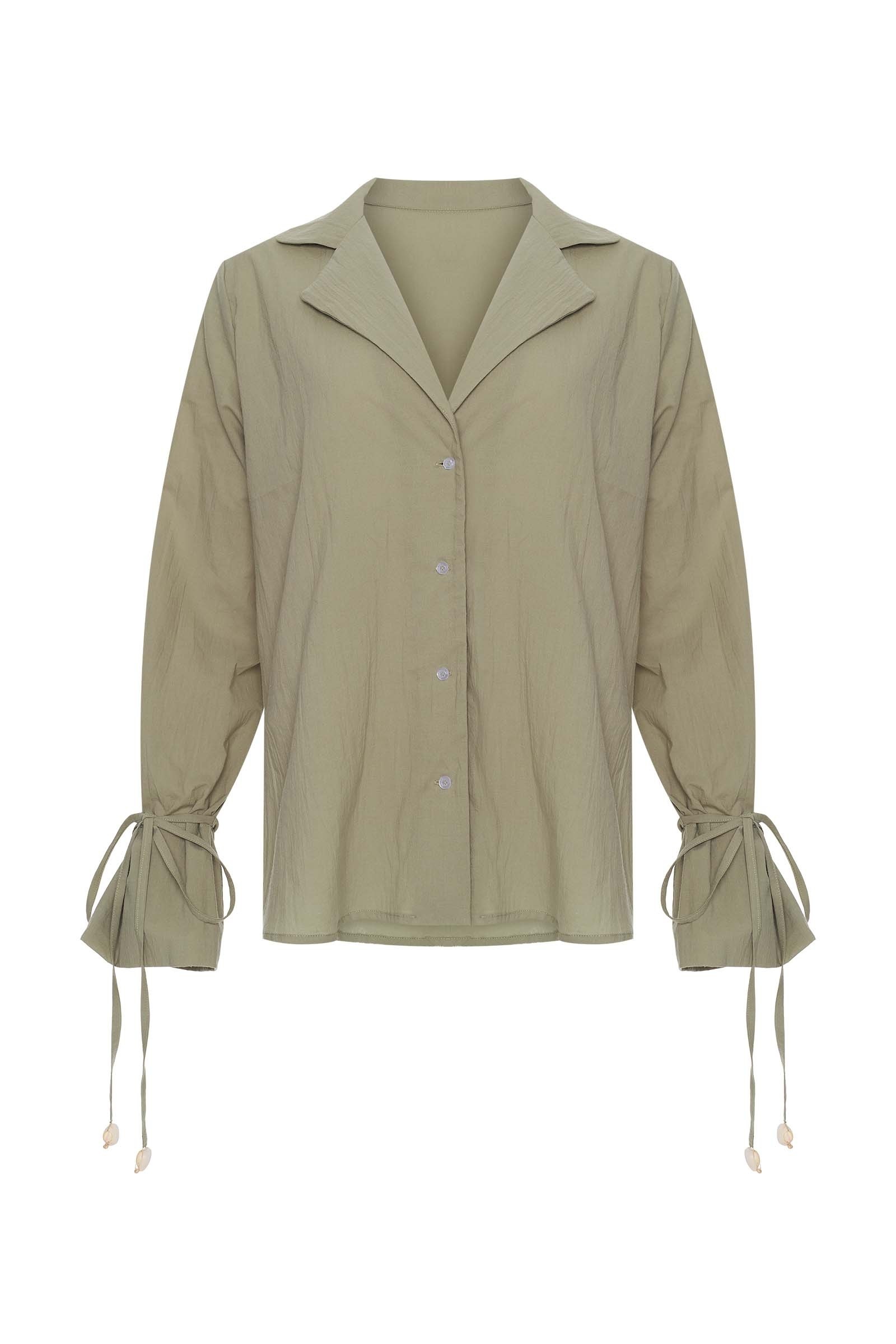 sku: MN-001 | Brand: MY NYMPH  | Size: XS/S M/L  | Colors: Хаки  | Бренды MY NYMPH | Пляжная одежда | Title: Удлиненная блузка