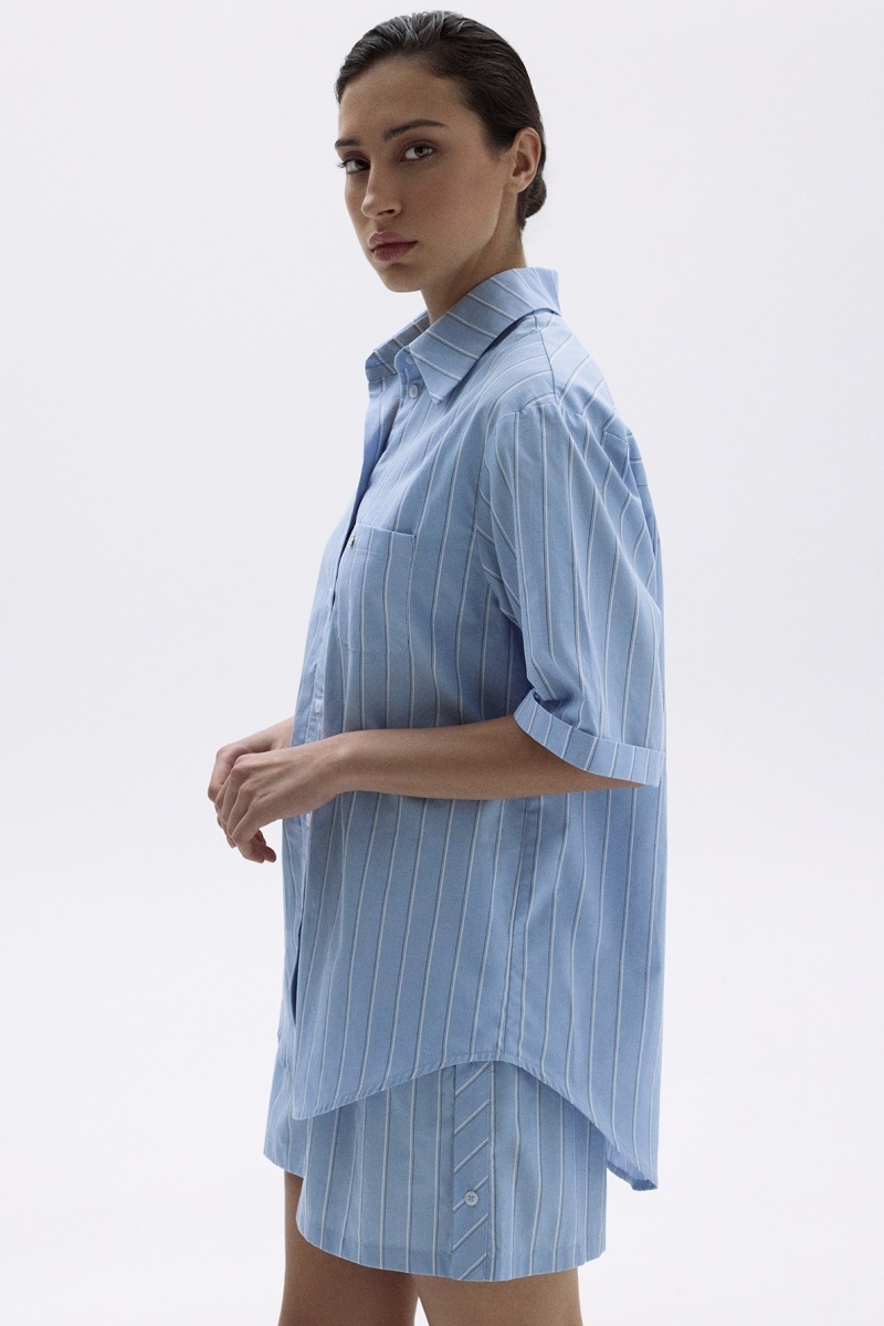 sku: 55490-1+55491-1 | Brand: Laete  | Size: 42 44 46 48 50  | Colors: Голубая полоска  | Бренды Laete | Домашняя одежда Пижамы | Title: Пижама с шортами