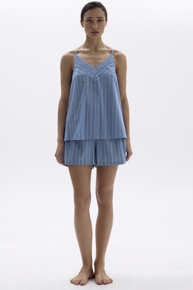 sku: 55494-2+55491-2 | Brand: Laete  | Size: 42 44 46 48 50  | Colors: Джинсовая полоска  | Бренды Laete | Домашняя одежда Пижамы | Title: Пижама с шортами