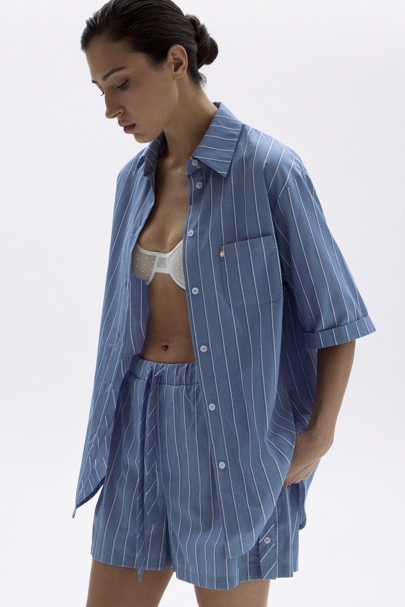 sku: 55490-2+55491-2 | Brand: Laete  | Size: 42 44 46 48 50  | Colors: Джинсовая полоска  | Бренды Laete | Домашняя одежда Пижамы | Title: Пижама с шортами