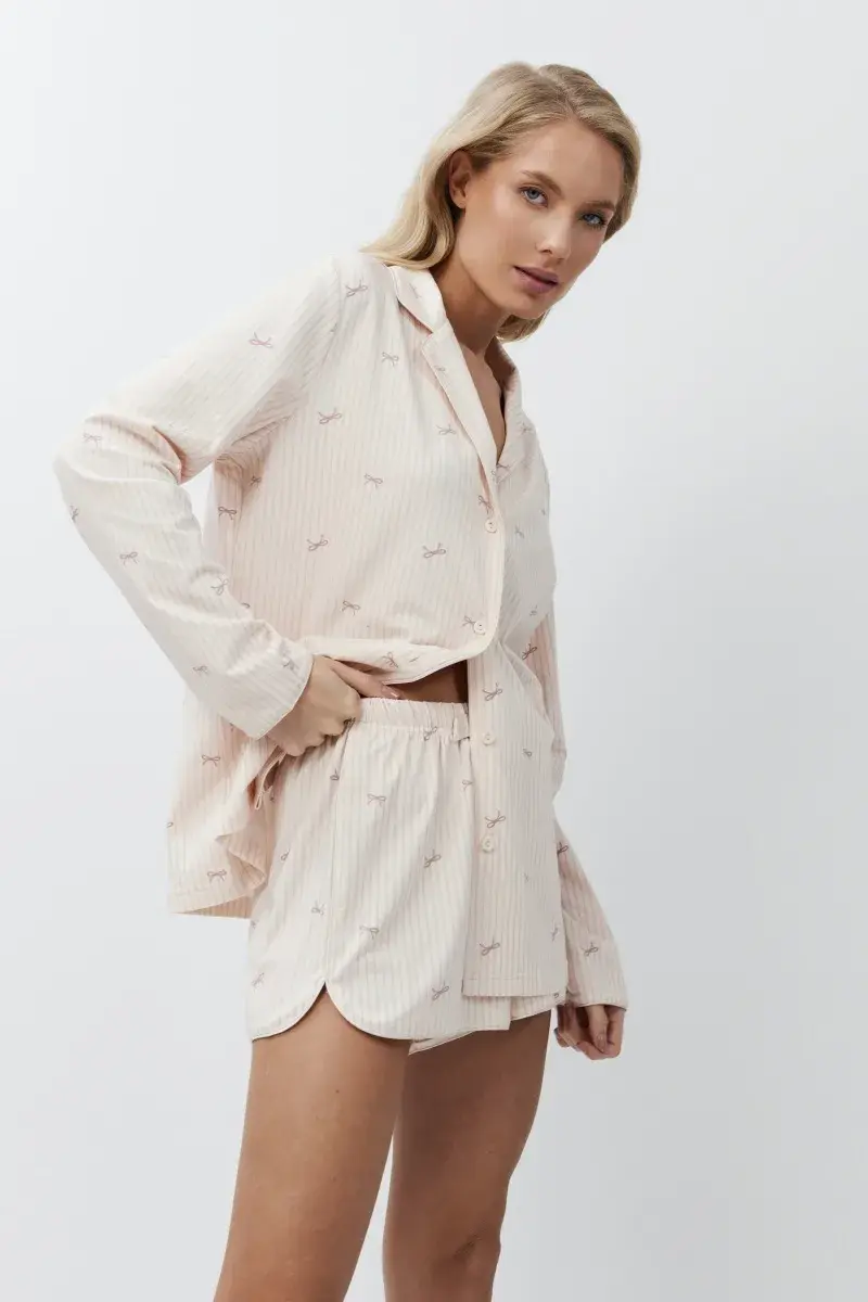 sku: YVETTE | Brand: Aruelle  | Size: XSmall Small Medium Large XLarge XXLarge  | Colors: Персиковый  | Бренды Aruelle | Домашняя одежда Пижамы | Title: Пижама с шортами YVETTE