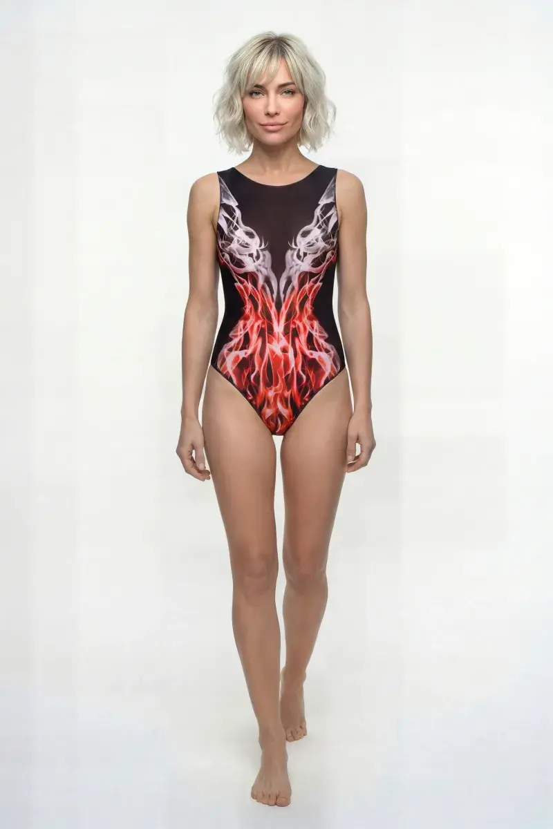 sku: 26001168 | Brand: RoDaSoleil | Size: XSmall Small Medium Large XLarge | Colors: Цветной | Бренды RoDaSoleil | Купальники Слитные | Title: Слитный купальник ОГОНЬ RED