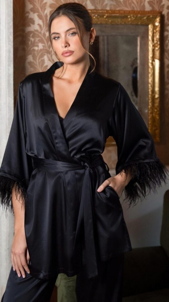 sku: W25-03SS101-S | Brand: Marc Andre  | Size: 36 38 40 42 44 46  | Colors: Черный  | Бренды Marc&Andre | Домашняя одежда Рубашки | Title: Кимоно TENDERLY YOURS