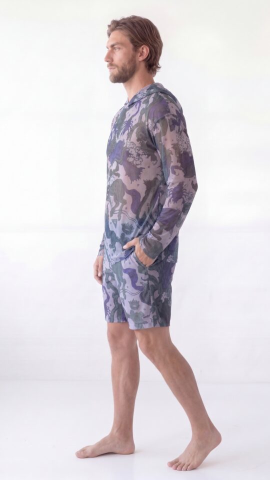 sku: 26003254 | Brand: RoDaSoleil  | Size: Small Medium Large XLarge XXLarge  | Colors: Цветной  | Бренды RoDaSoleil | Пляжная одежда | Мужская коллекция Пляжная одежда | Title: Футболка ЛУННАЯ ПЫЛЬ с капюшоном