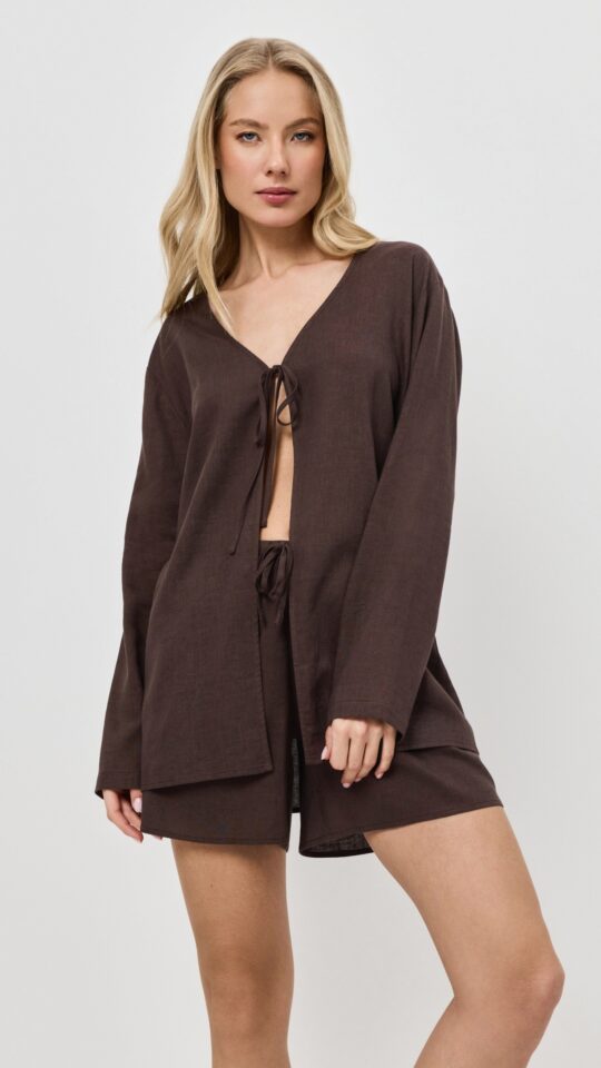 sku: CLAY | Brand: Aruelle  | Size: Small Medium Large XLarge XXLarge  | Colors: Шоколадный  | Бренды Aruelle | Домашняя одежда Костюмы | Пляжная одежда | Title: Комплект с шортами CLAY