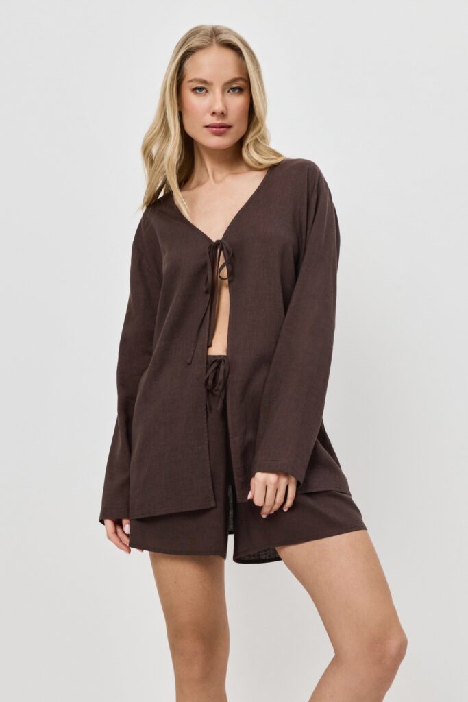 sku: CLAY | Brand: Aruelle  | Size: Small Medium Large XLarge XXLarge  | Colors: Шоколадный  | Бренды Aruelle | Домашняя одежда Костюмы | Пляжная одежда | Title: Комплект с шортами CLAY