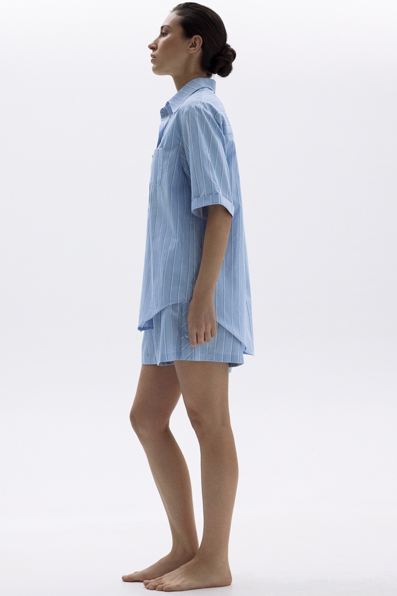 sku: 55490-1+55491-1 | Brand: Laete  | Size: 42 44 46 48 50  | Colors: Голубая полоска  | Бренды Laete | Домашняя одежда Пижамы | Title: Пижама с шортами