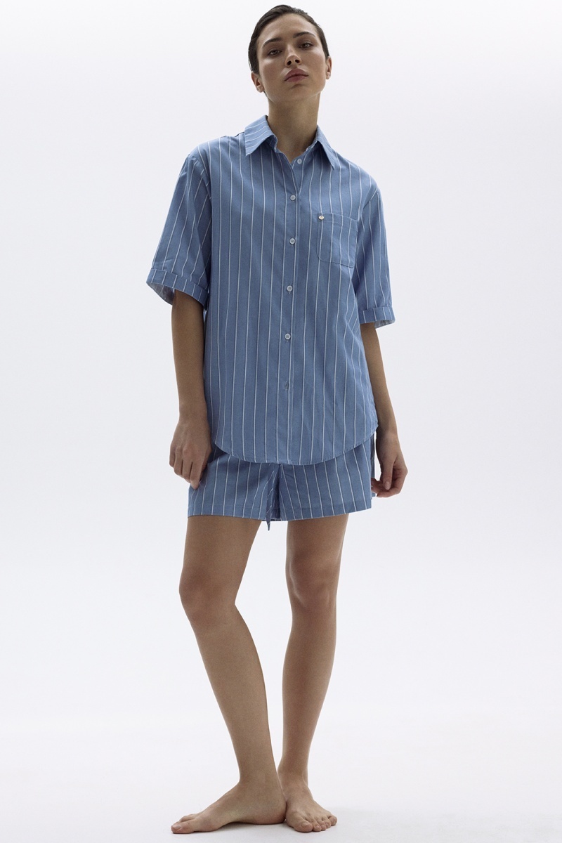 sku: 55490-2+55491-2 | Brand: Laete  | Size: 42 44 46 48 50  | Colors: Джинсовая полоска  | Бренды Laete | Домашняя одежда Пижамы | Title: Пижама с шортами