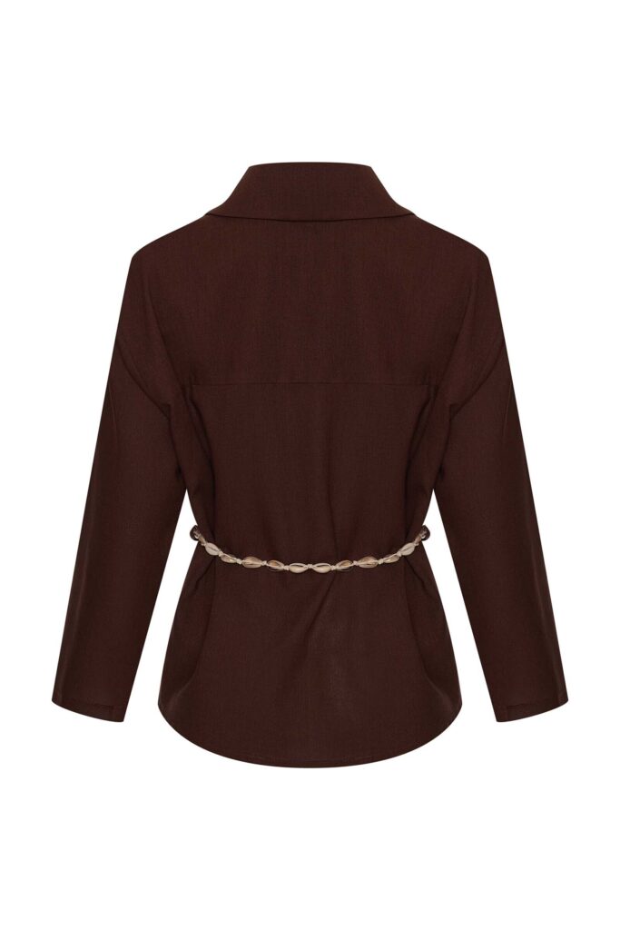 sku: MN-004 | Brand: MY NYMPH  | Size: XS/S M/L  | Colors: Коричневый  | Бренды MY NYMPH | Пляжная одежда | Title: Укороченная рубашка