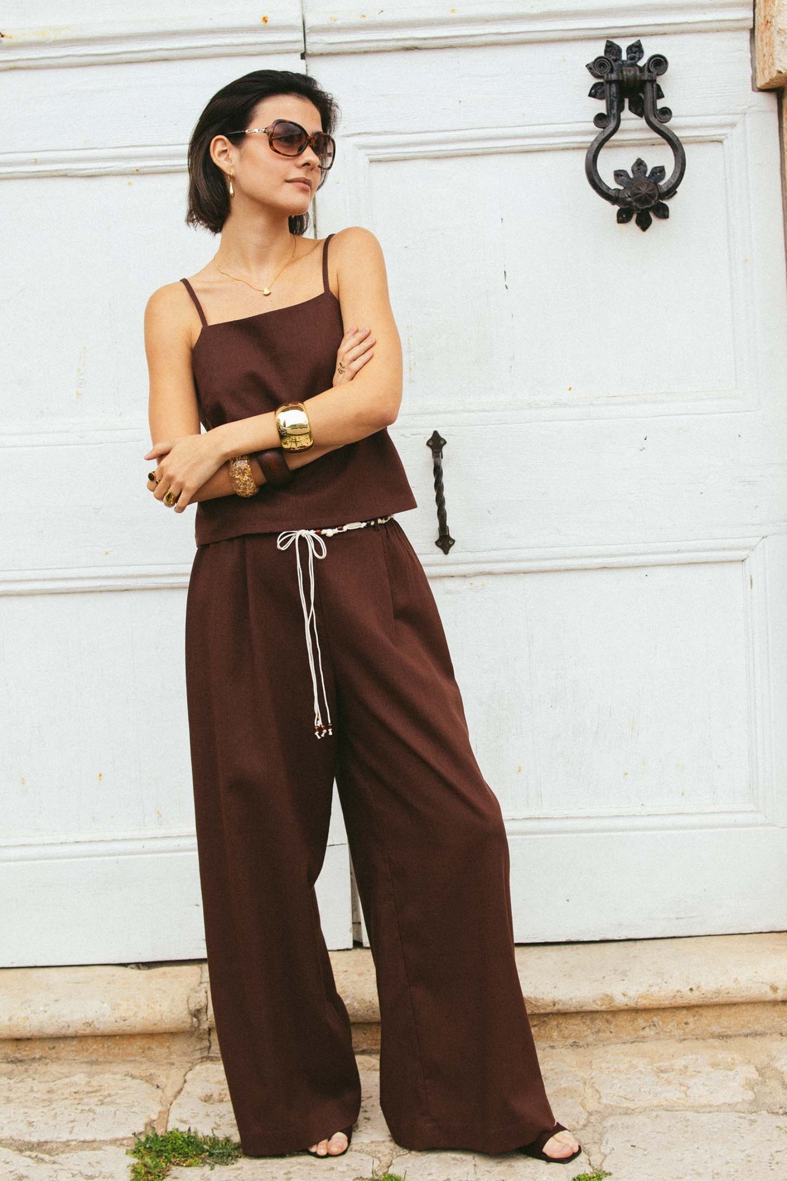 sku: MN-007 | Brand: MY NYMPH  | Size: XS/S M/L  | Colors: Коричневый  | Бренды MY NYMPH | Пляжная одежда | Title: Брюки