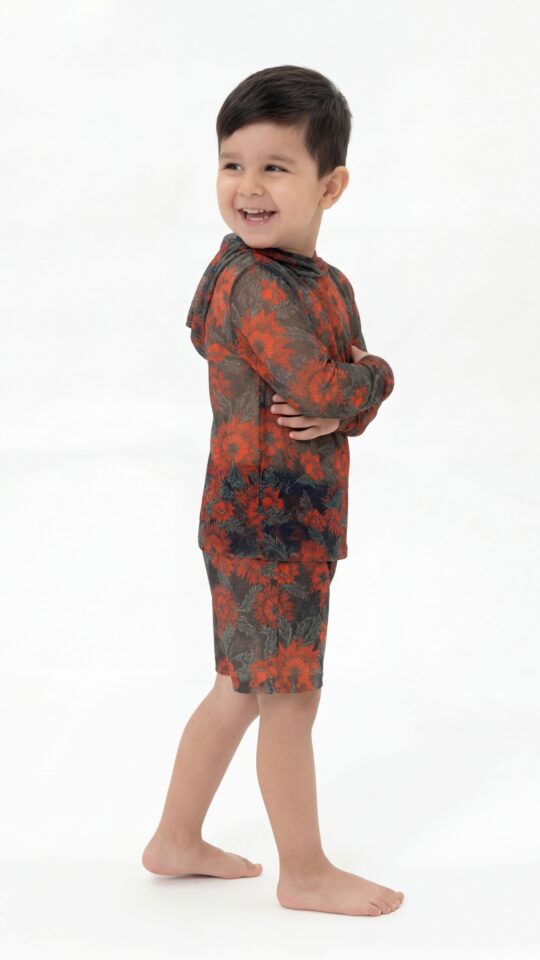 sku: 26002560 | Brand: RoDaSoleil  | Size: 104 110 116 122 128 134 140 146 152 158  | Colors: Цветной  | Бренды RoDaSoleil | Детские купальники | Title: Футболка АРКАН СОЛНЦЕ Оранжевый с капюшоном