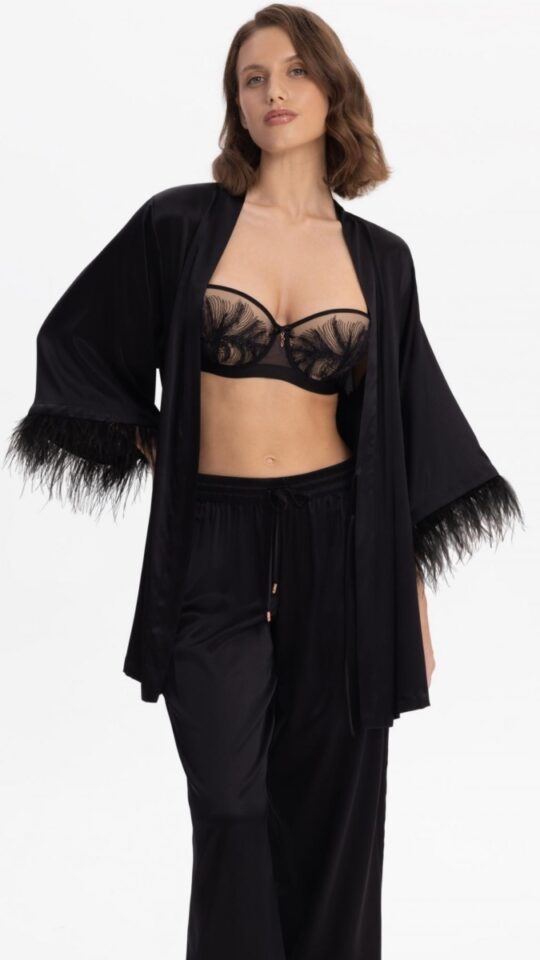 sku: W25-03SS101-S | Brand: Marc Andre  | Size: 36 38 40 42 44 46  | Colors: Черный  | Бренды Marc&Andre | Домашняя одежда Рубашки | Title: Кимоно TENDERLY YOURS