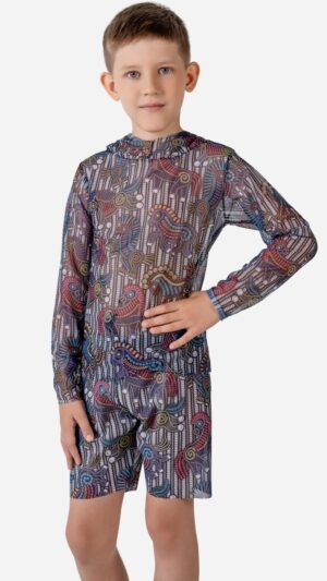 sku: 26002562 | Brand: RoDaSoleil  | Size: 104 110 116 122 128 134 140 146  | Colors: Цветной  | Бренды RoDaSoleil | Детские купальники | Title: Футболка ГОД ЛОШАДИ с капюшоном