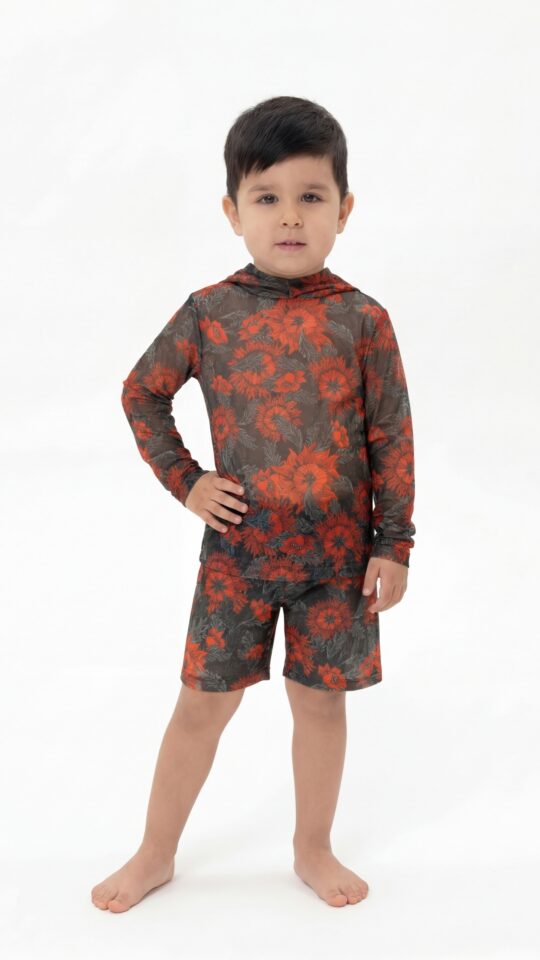 sku: 26002560 | Brand: RoDaSoleil  | Size: 104 110 116 122 128 134 140 146 152 158  | Colors: Цветной  | Бренды RoDaSoleil | Детские купальники | Title: Футболка АРКАН СОЛНЦЕ Оранжевый с капюшоном