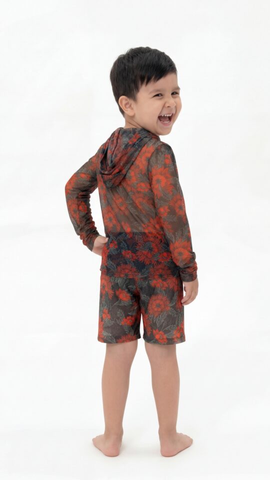sku: 26002560 | Brand: RoDaSoleil  | Size: 104 110 116 122 128 134 140 146 152 158  | Colors: Цветной  | Бренды RoDaSoleil | Детские купальники | Title: Футболка АРКАН СОЛНЦЕ Оранжевый с капюшоном