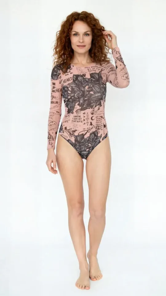 sku: 24001031 | Brand: RoDaSoleil  | Size: XSmall Small Medium Large XLarge  | Colors: Нюд  | Бренды RoDaSoleil | Купальники Слитные | Title: Слитный купальник ТАТУ БОДИ-АРТ