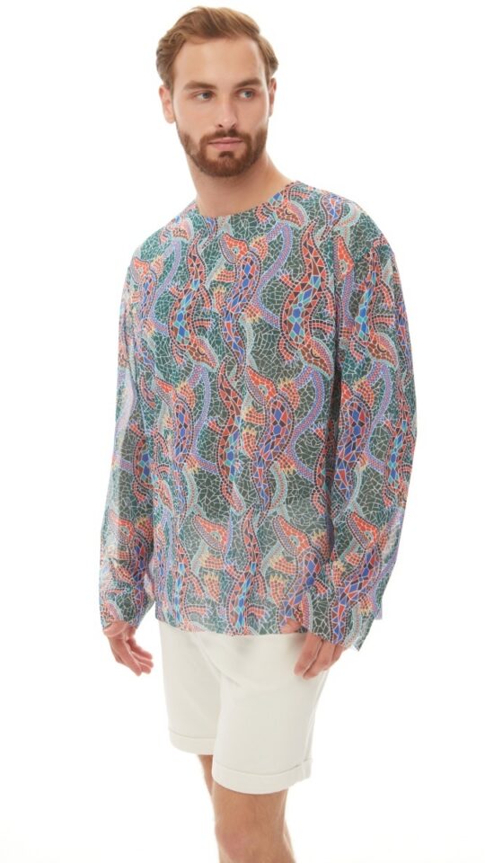 sku: 25003373 | Brand: RoDaSoleil  | Size: Small Medium Large XLarge XXLarge  | Colors: Цветной  | Бренды RoDaSoleil | Пляжная одежда | Мужская коллекция Пляжная одежда | Title: Футболка КРОКОДИЛ МУЛЬТИКОЛОР ПАТТЕРН