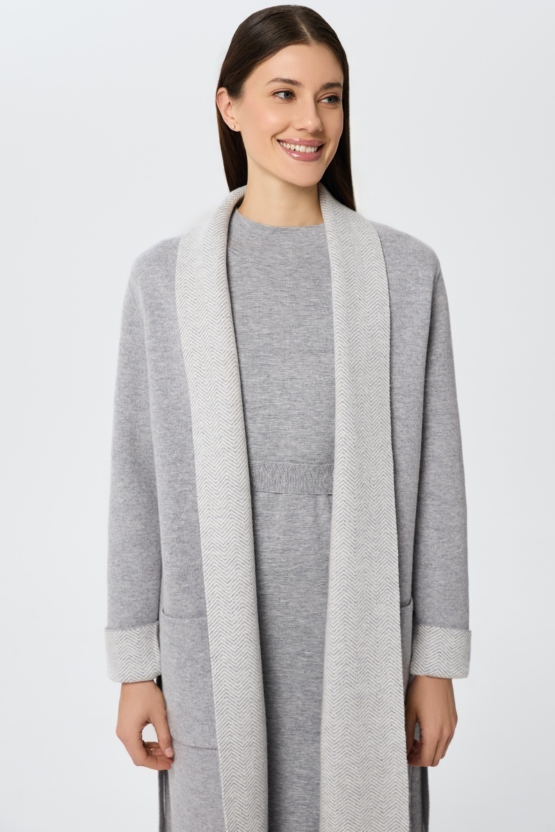 sku: W25-00CH0201 | Brand: Marc Andre  | Size: Small Medium Large  | Colors: Серый  | Бренды Marc&Andre | Кашемир Кардиганы | Title: Кардиган ETERNAL WAVES