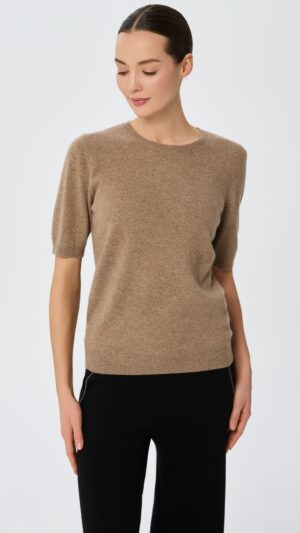 sku: W25-00CH1508 | Brand: Marc Andre  | Size: 36 38 40 42 44 46  | Colors: Коричневый  | Бренды Marc&Andre | Кашемир Джемперы | Title: Джемпер с коротким рукавом DAILY DELIGHT