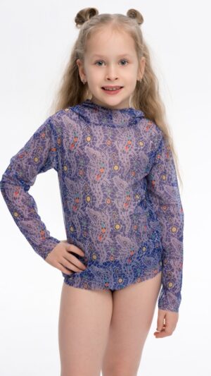 sku: 25002567 | Brand: RoDaSoleil  | Size: 104 110 116 122 128 134 140 146 152 158  | Colors: Лиловый  | Бренды RoDaSoleil | Детские купальники | Title: Футболка КРОКОДИЛ ЛИЛОВЫЙ с капюшоном