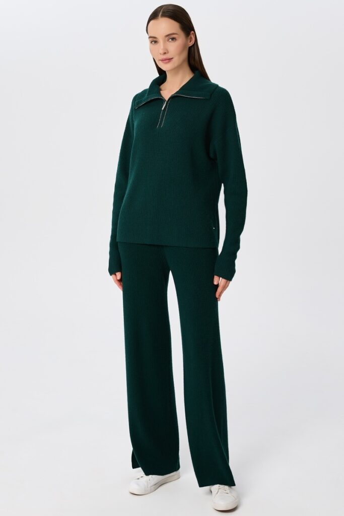sku: W25-00CH0323 | Brand: Marc Andre  | Size: 36 38 40 42 44 46  | Colors: Изумруд  | Бренды Marc&Andre | Кашемир Джемперы | Title: Свитер с воротником на молнии QUITE MOTION