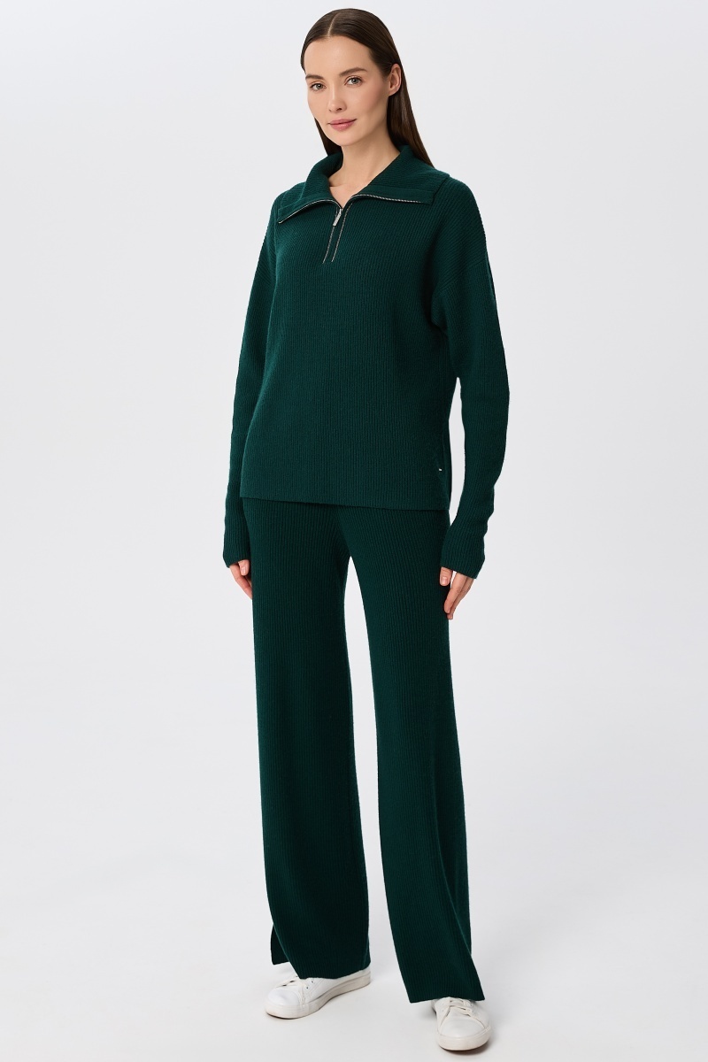 sku: W25-00CH0323 | Brand: Marc Andre  | Size: 36 38 40 42 44 46  | Colors: Изумруд  | Бренды Marc&Andre | Кашемир Джемперы | Title: Свитер с воротником на молнии QUITE MOTION