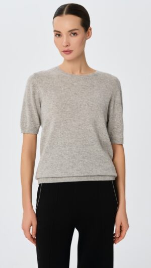 sku: W25-00CH1608 | Brand: Marc Andre  | Size: 36 38 40 42 44 46  | Colors: Серый  | Бренды Marc&Andre | Кашемир Джемперы | Title: Джемпер с коротким рукавом DAILY DELIGHT