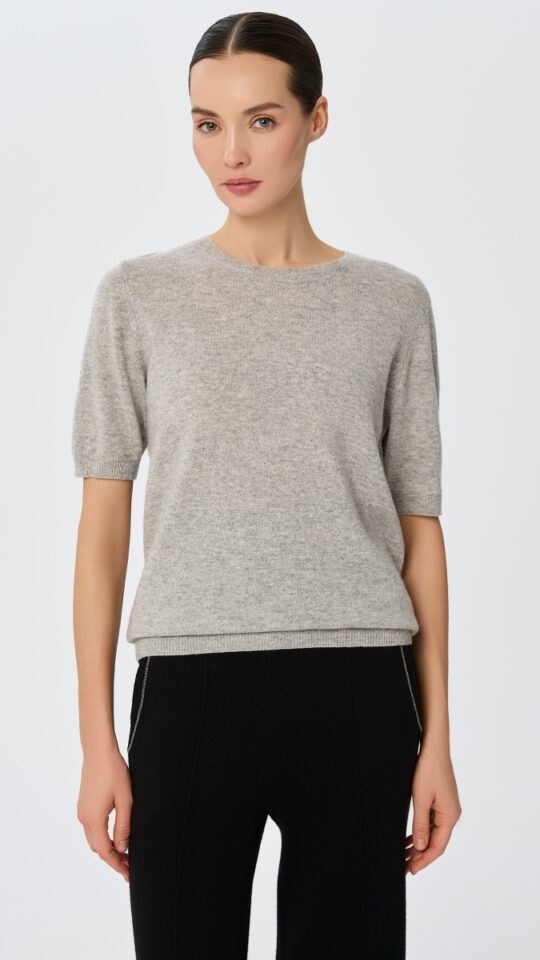 sku: W25-00CH1608 | Brand: Marc Andre  | Size: 36 38 40 42 44 46  | Colors: Серый  | Бренды Marc&Andre | Кашемир Джемперы | Title: Джемпер с коротким рукавом DAILY DELIGHT