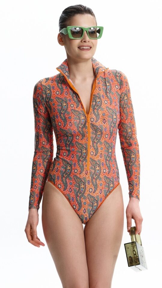 sku: 25003666 | Brand: RoDaSoleil  | Size: XSmall Small Medium Large XLarge  | Colors: Цветной  | Бренды RoDaSoleil | Купальники Слитные | Title: Слитный купальник КРОКОДИЛ ОРАНЖЕВЫЙ ПАТТЕРН