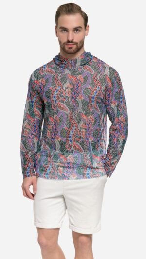 sku: 25003273 | Brand: RoDaSoleil  | Size: Small Medium Large XLarge XXLarge  | Colors: Цветной  | Бренды RoDaSoleil | Мужская коллекция Пляжная одежда | Title: Футболка КРОКОДИЛ МУЛЬТИКОЛОР ПАТТЕРН с капюшоном